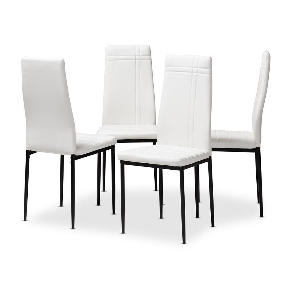 Matiese Modern and Contemporary White Faux Leather Upholstered Dining Chair (Set of 4) FredCo
