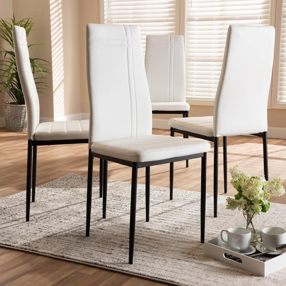 Matiese Modern and Contemporary White Faux Leather Upholstered Dining Chair (Set of 4) FredCo