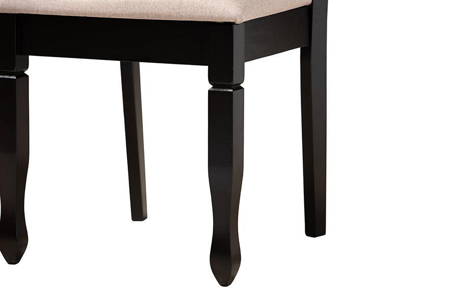 Maya Modern Beige Fabric and Espresso Brown Finished Wood 7-Piece Dining Set FredCo