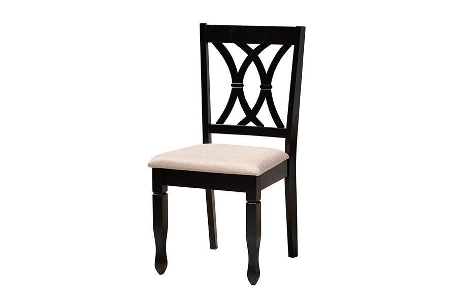 Maya Modern Beige Fabric and Espresso Brown Finished Wood 7-Piece Dining Set FredCo