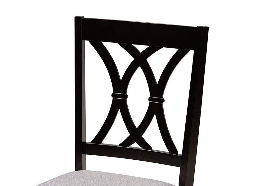 Maya Modern Grey Fabric and Espresso Brown Finished Wood 5-Piece Dining Set FredCo