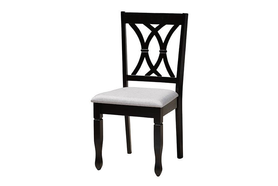 Maya Modern Grey Fabric and Espresso Brown Finished Wood 5-Piece Dining Set FredCo