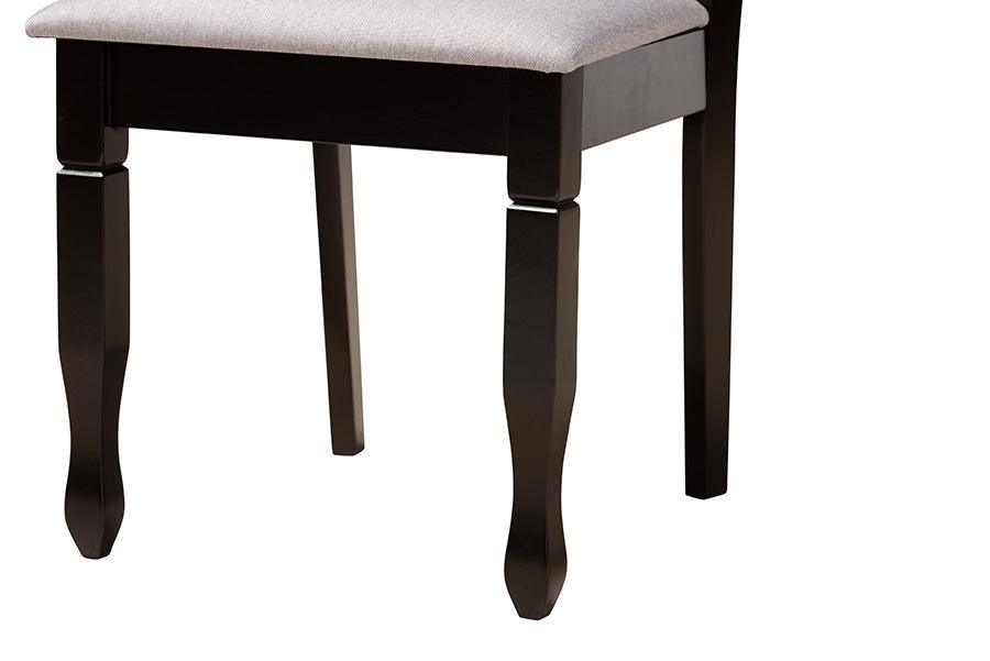Maya Modern Grey Fabric and Espresso Brown Finished Wood 5-Piece Dining Set FredCo