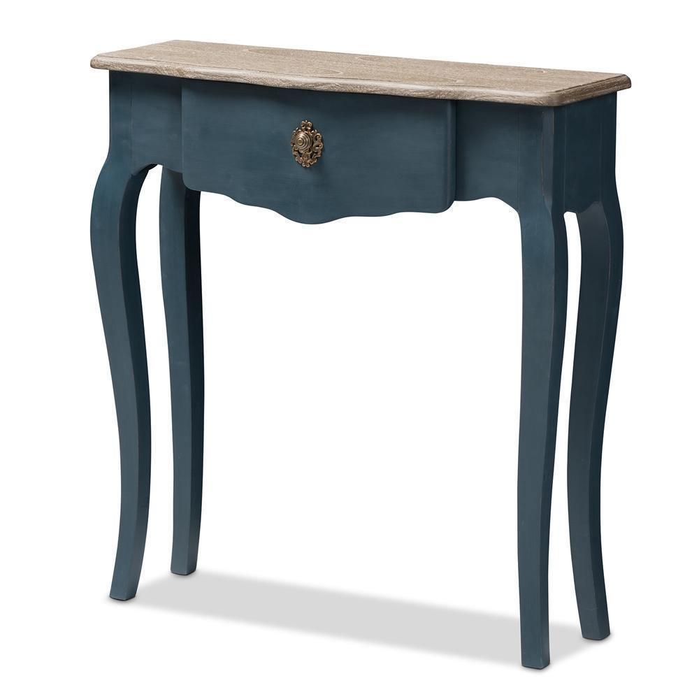 Mazarine Classic and Provincial Blue Spruce Finished Console Table FredCo