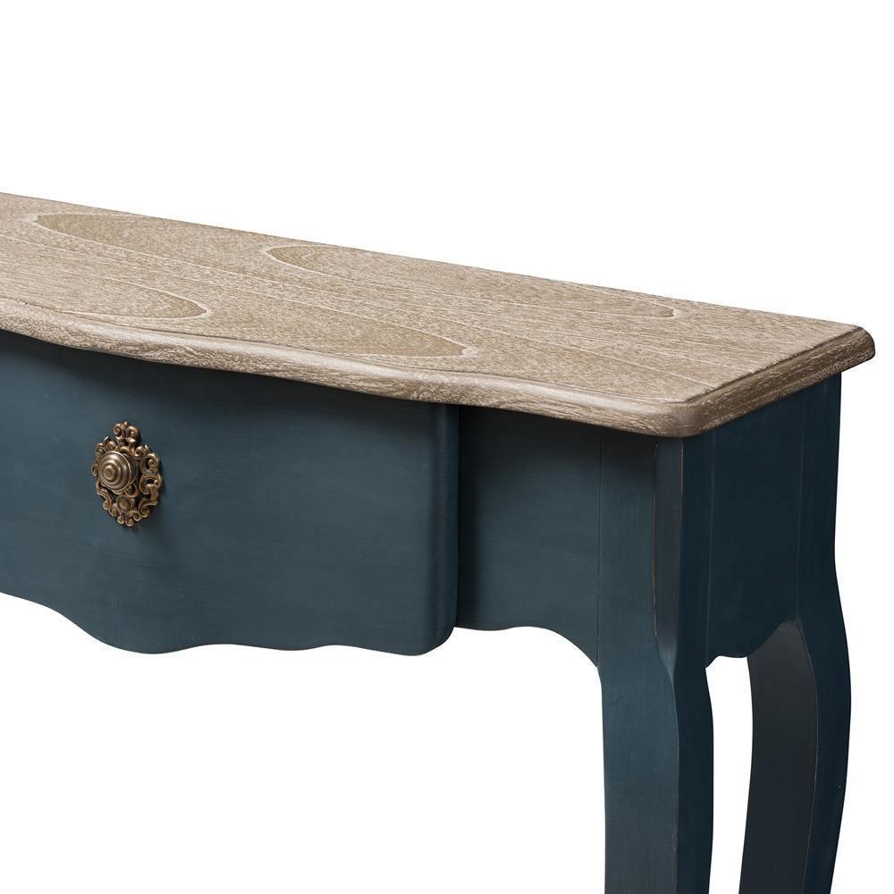 Mazarine Classic and Provincial Blue Spruce Finished Console Table FredCo