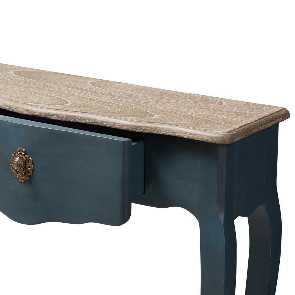 Mazarine Classic and Provincial Blue Spruce Finished Console Table FredCo