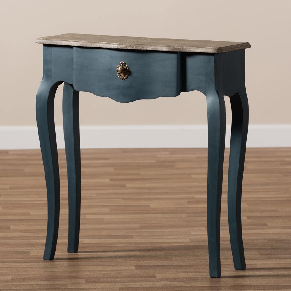 Mazarine Classic and Provincial Blue Spruce Finished Console Table FredCo