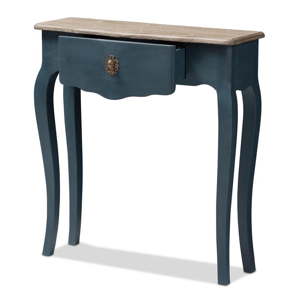 Mazarine Classic and Provincial Blue Spruce Finished Console Table FredCo