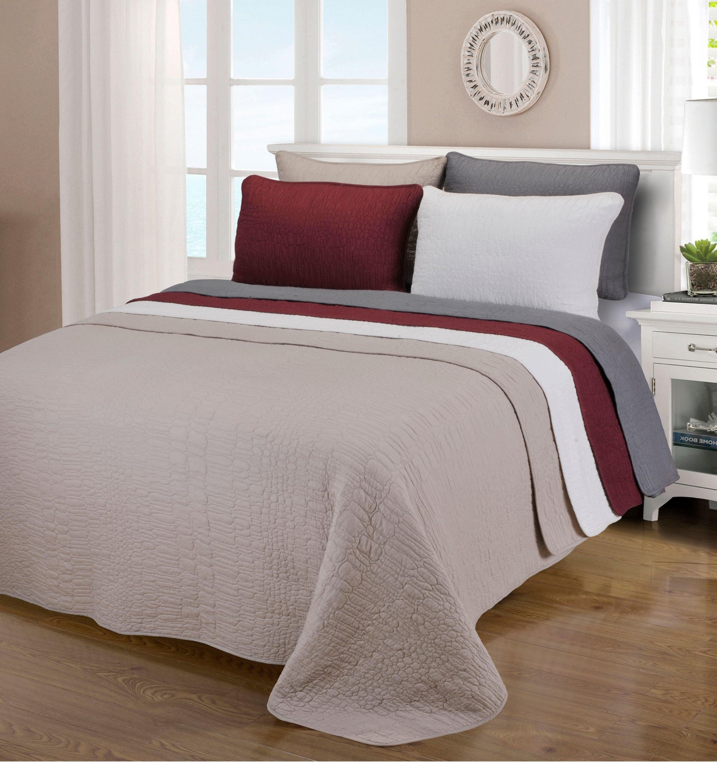 Mckinley Fine Stitched Premium Cotton Quilt Set, Cobblestone Pattern FredCo
