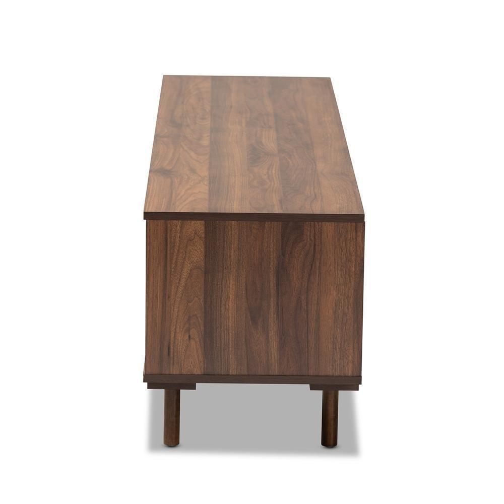 Meike Mid-Century Modern Two-Tone Walnut Brown and White Finished Wood TV Stand FredCo