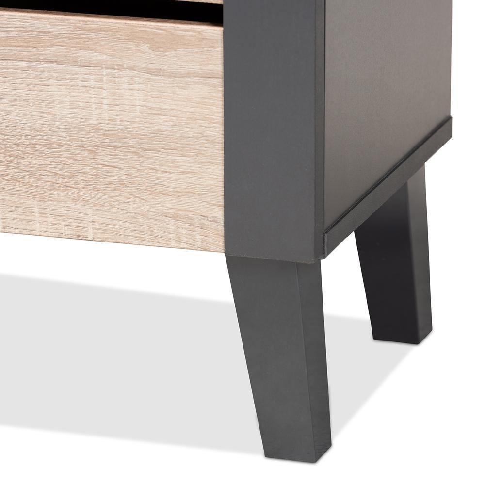 Melle Modern and Contemporary Two-Tone Oak Brown and Dark Gray 2-Door Wood Entryway Shoe Storage Cabinet FredCo