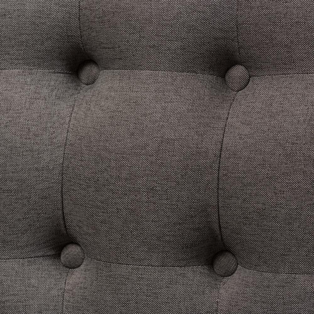 Melody Mid-Century Modern Grey Fabric and Natural Wood Finishing 3-Seater Settee Bench FredCo