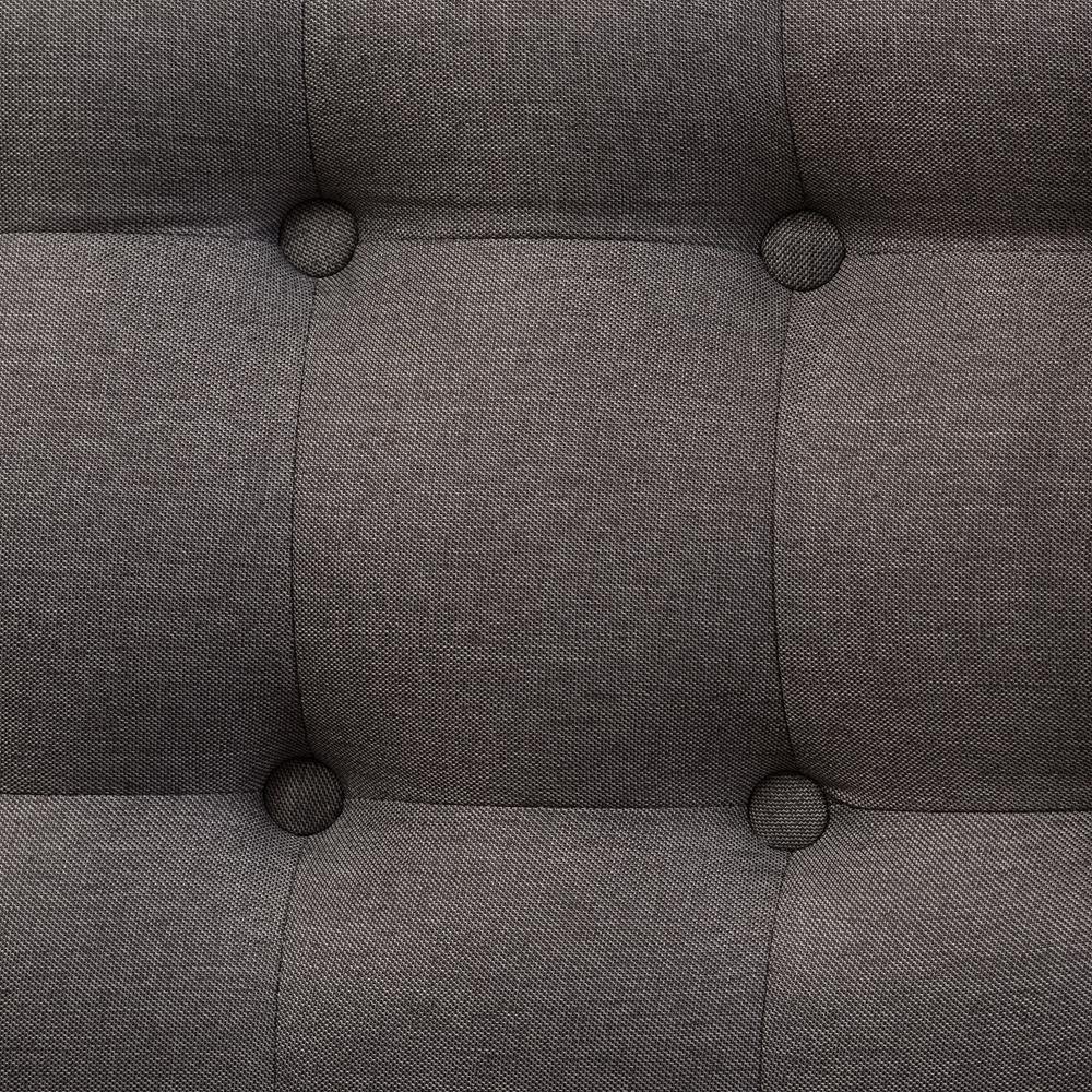 Melody Mid-Century Modern Natural Wood Finishing Grey Fabric 2-Piece Settee Set FredCo
