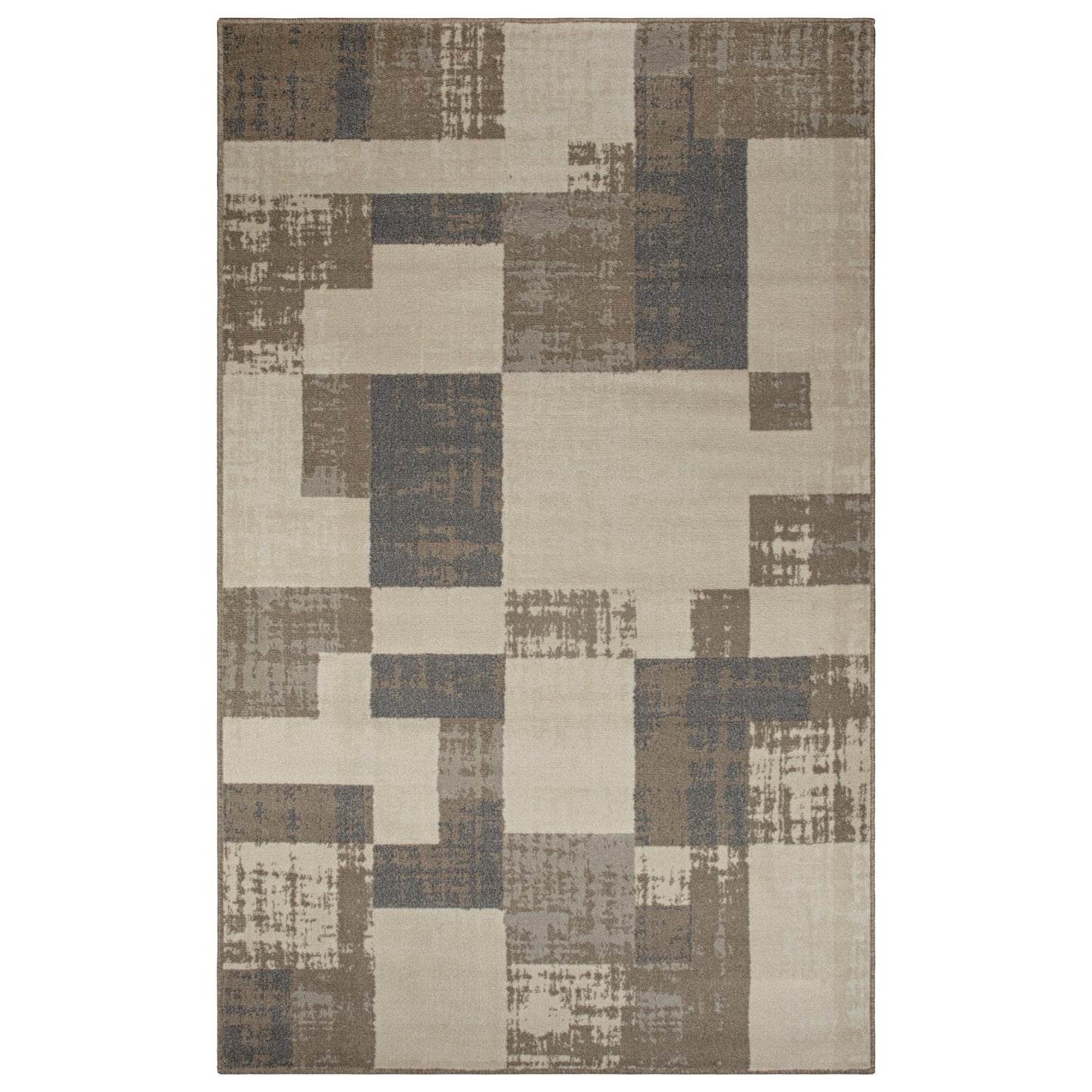 Merewood Geometric Patchwork Beige Rug FredCo
