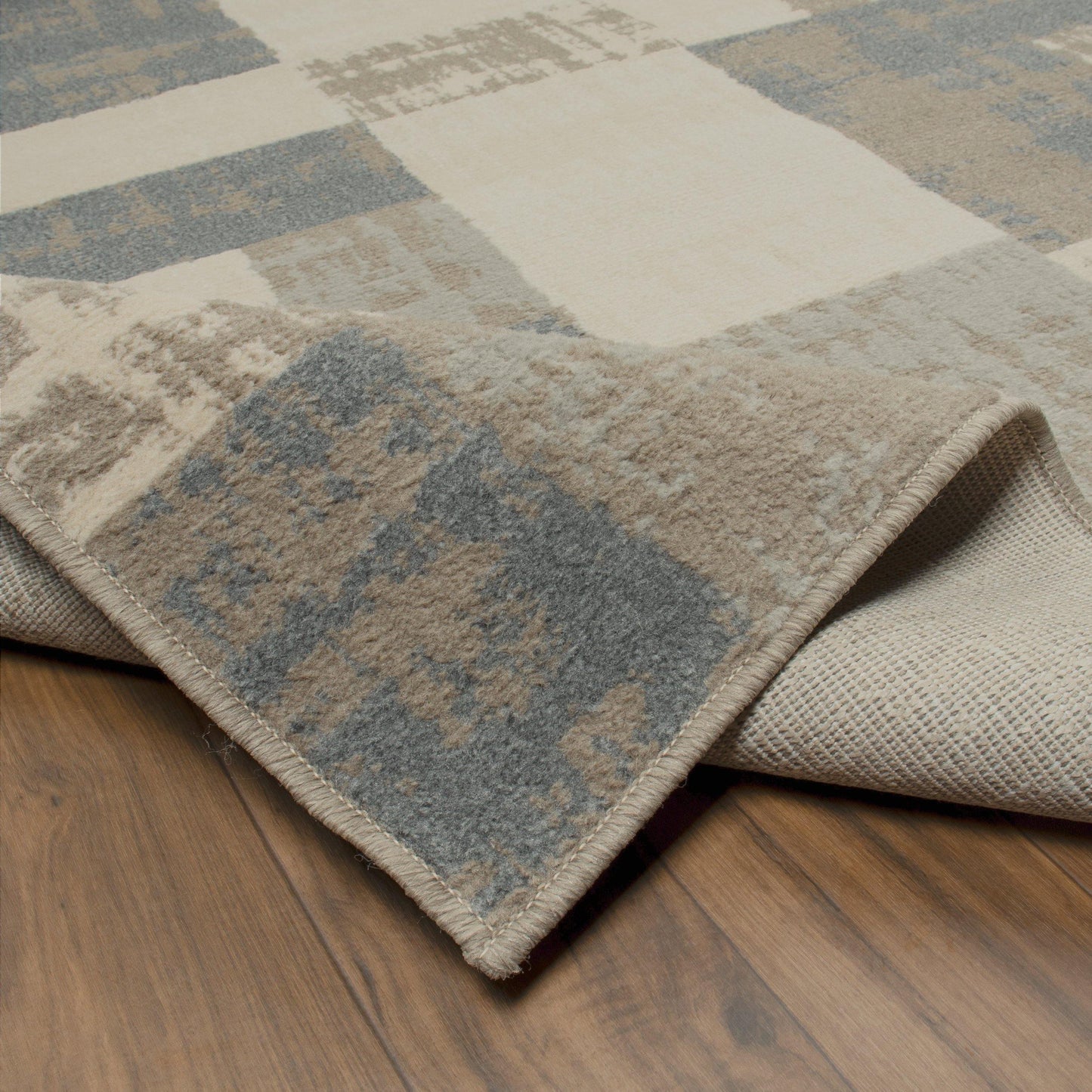 Merewood Geometric Patchwork Beige Rug FredCo