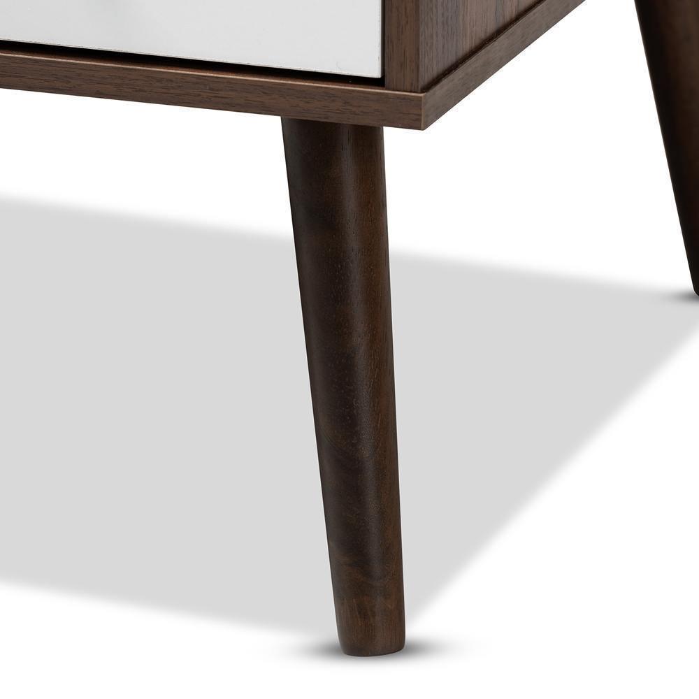Merlin Mid-Century Modern Two-Tone Walnut and White Finished 2-Drawer Wood Coffee Table FredCo