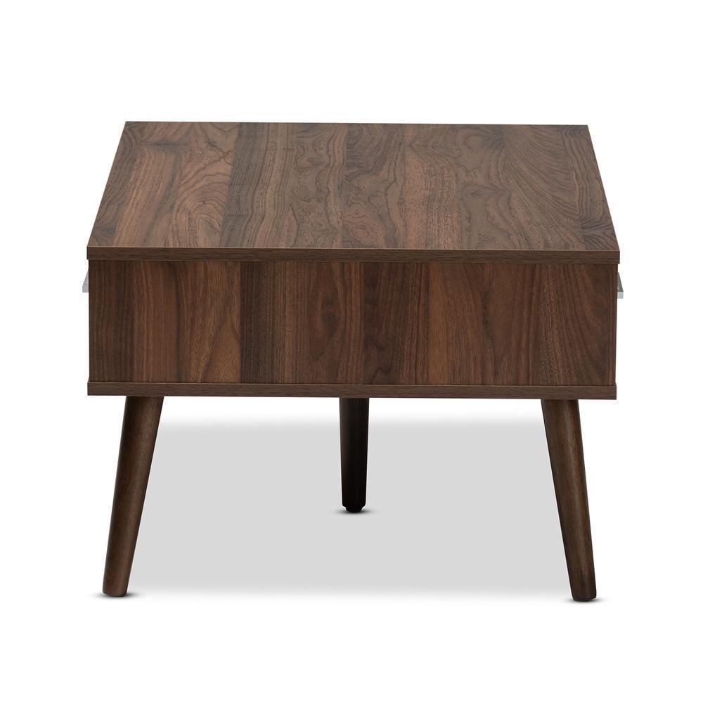 Merlin Mid-Century Modern Two-Tone Walnut and White Finished 2-Drawer Wood Coffee Table FredCo