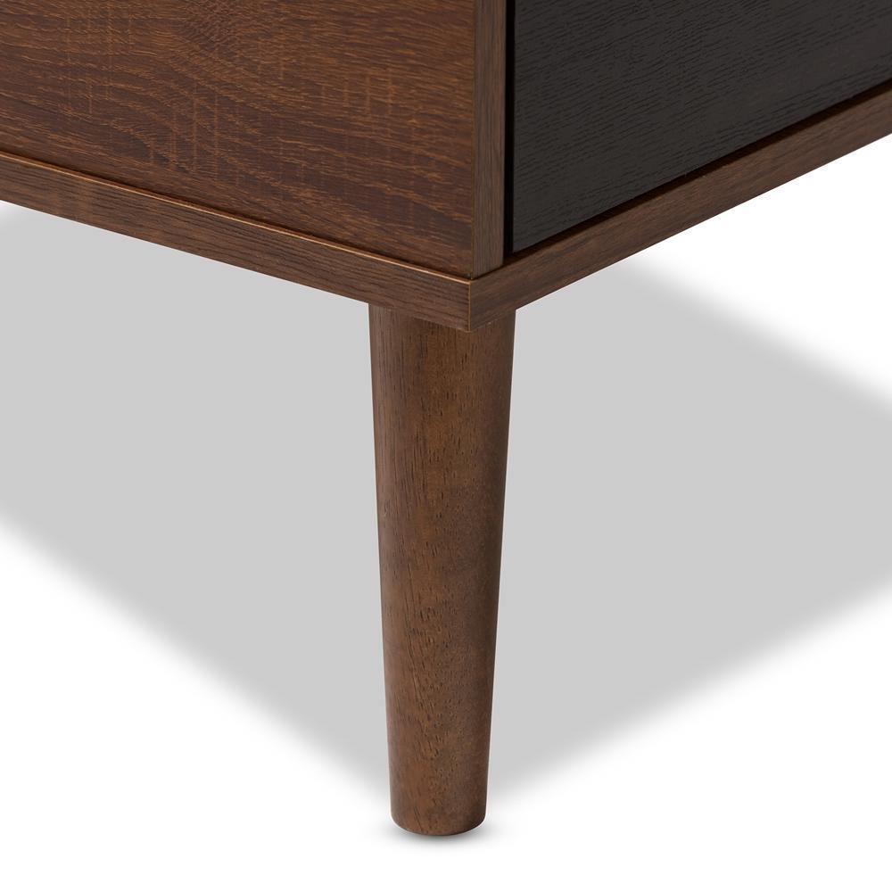 Merrick Mid-century Retro Modern 1-drawer Oak and Dark Brown Wood Entryway Storage Grey Bench Shoe Rack Cabinet FredCo