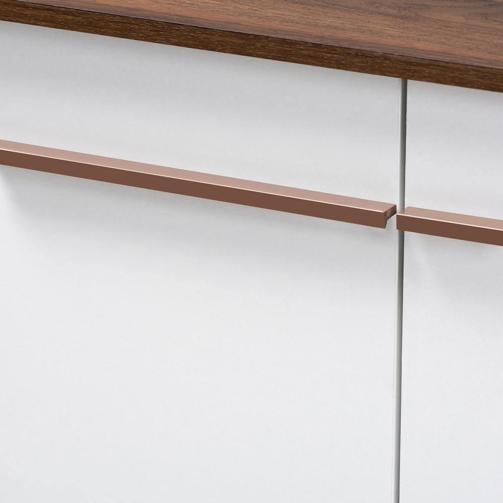 Mette Mid-Century Modern Two-Tone White and Walnut Finished 5-Shelf Wood Entryway Shoe Cabinet FredCo