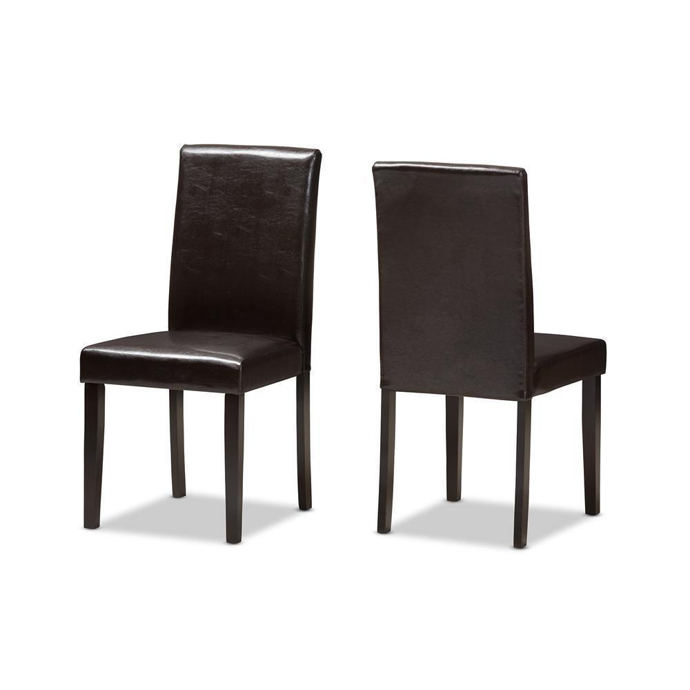 Mia Modern and Contemporary Dark Brown Faux Leather Upholstered 5-Piece Dining Set FredCo
