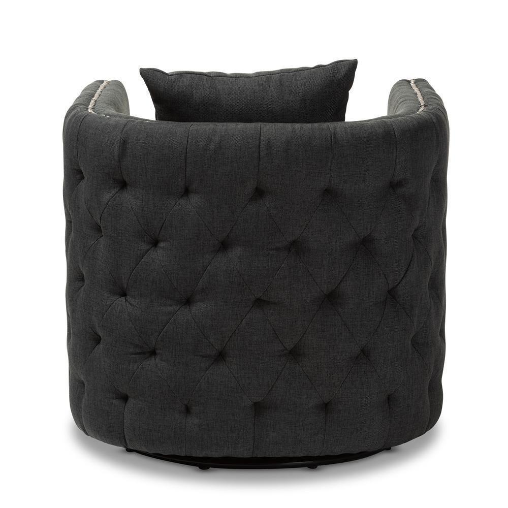 Micah Modern and Contemporary Grey Fabric Upholstered Tufted Swivel Chair FredCo