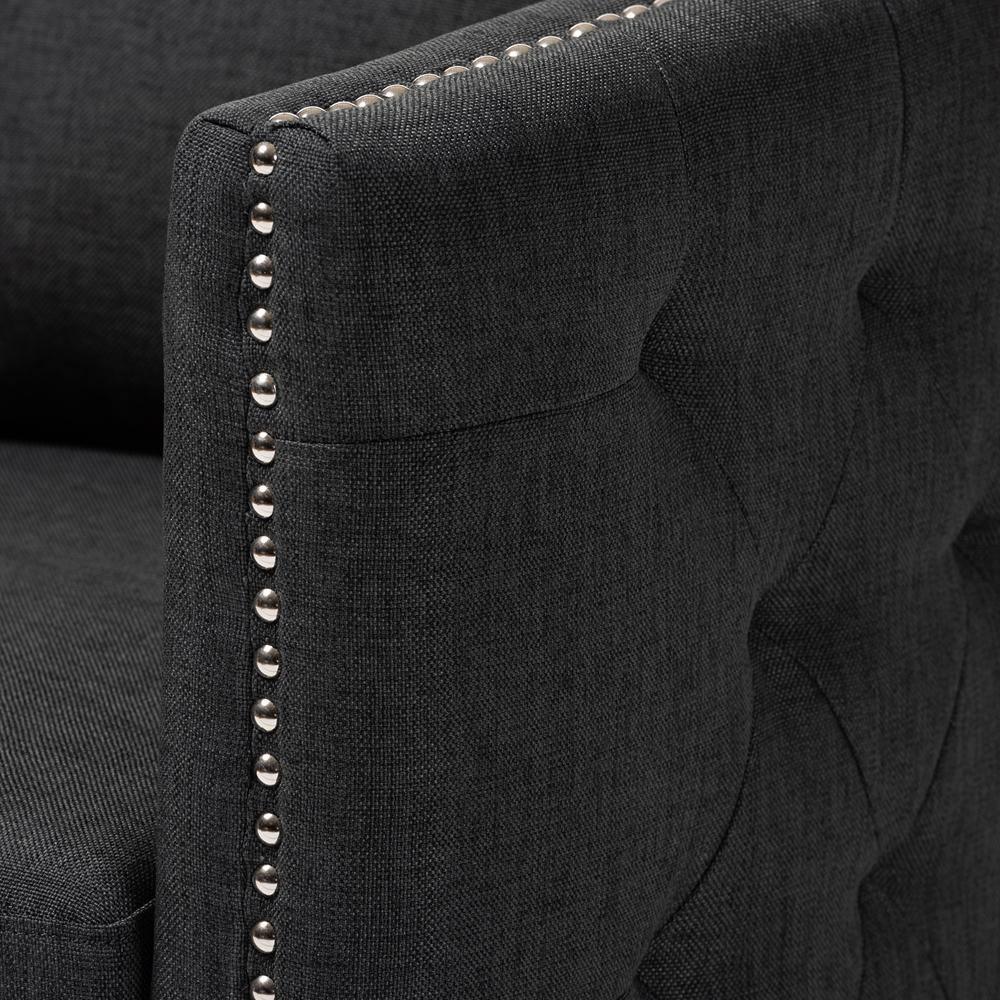 Micah Modern and Contemporary Grey Fabric Upholstered Tufted Swivel Chair FredCo