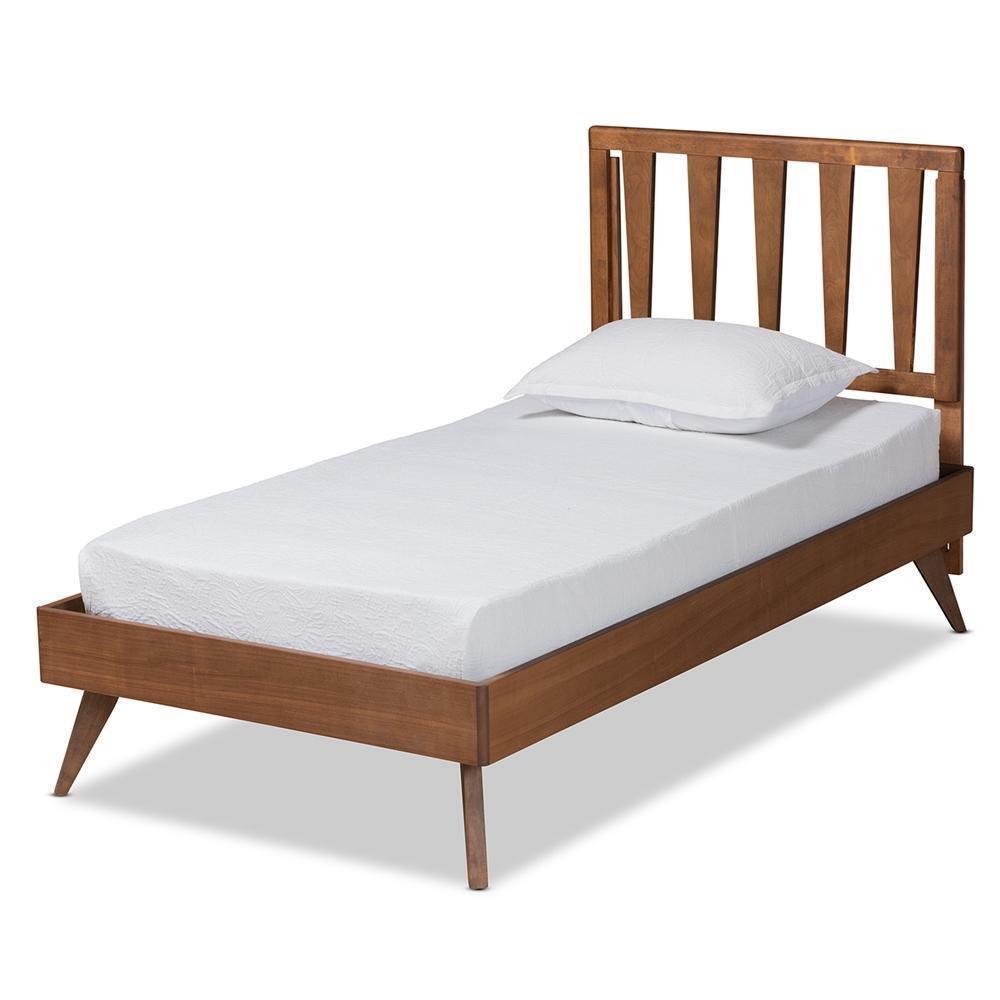 Michi Modern and Contemporary Ash Walnut Finished Wood Twin Size Bed FredCo