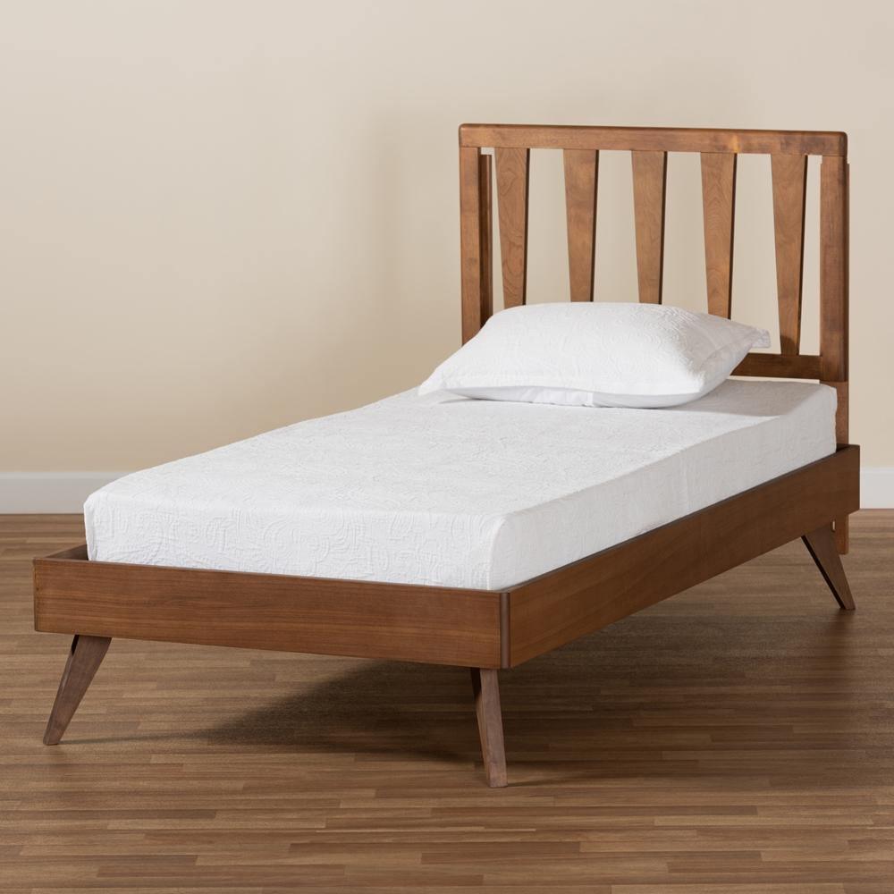 Michi Modern and Contemporary Ash Walnut Finished Wood Twin Size Bed FredCo