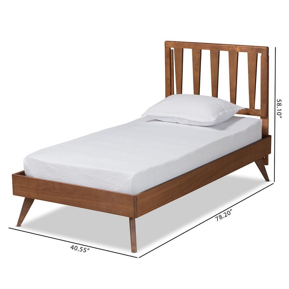 Michi Modern and Contemporary Ash Walnut Finished Wood Twin Size Bed FredCo