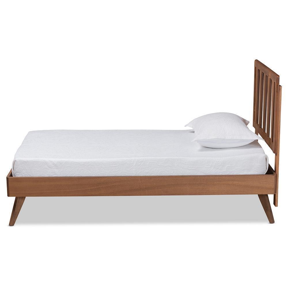 Michi Modern and Contemporary Ash Walnut Finished Wood Twin Size Bed FredCo