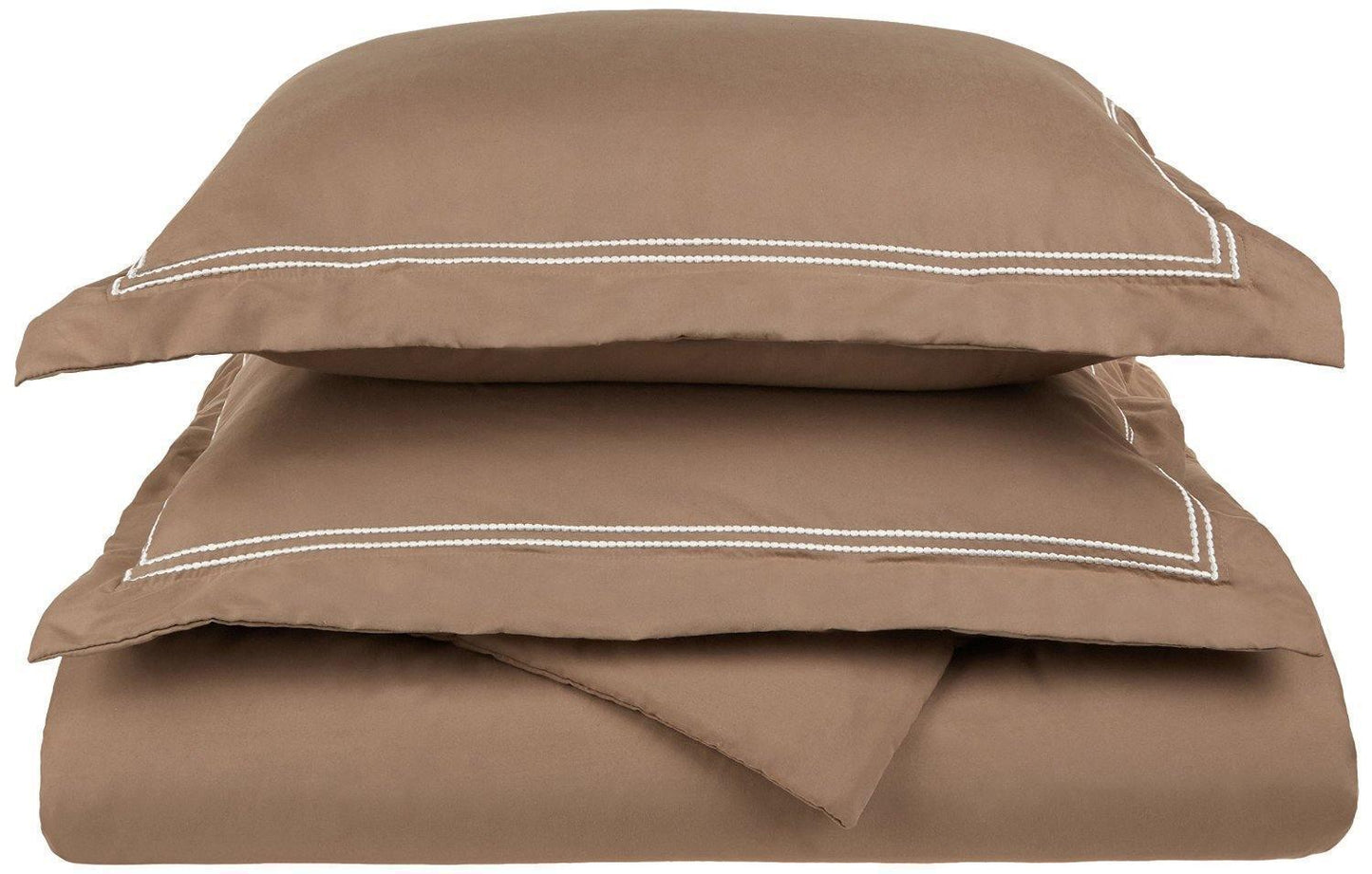 Microfiber Wrinkle-Resistant 2-line Embroidered Duvet Cover Pillow Sham Set FredCo