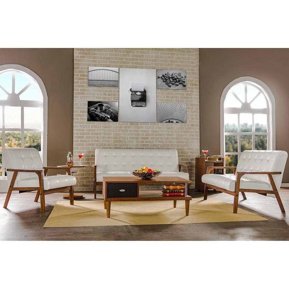 Mid-Century Masterpieces 3 Pieces Living Room Set - White FredCo