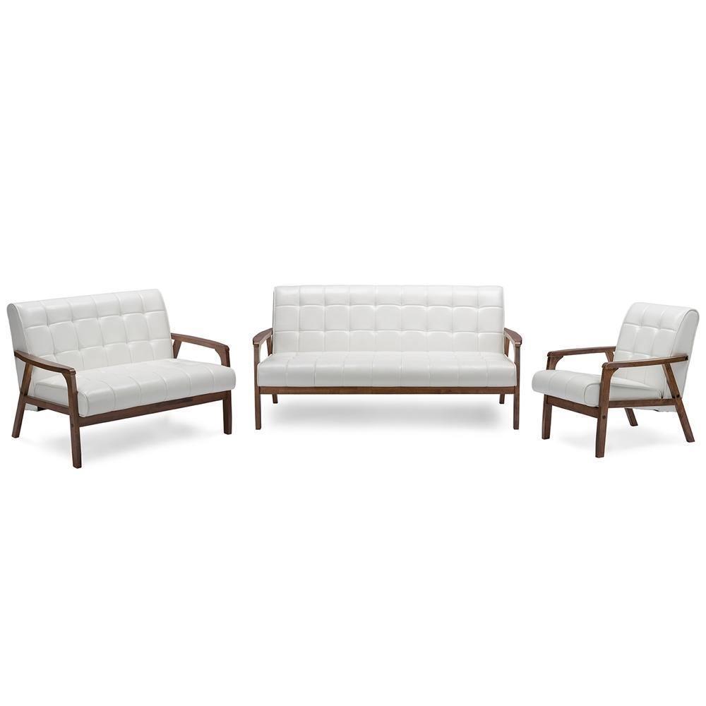 Mid-Century Masterpieces 3 Pieces Living Room Set - White FredCo