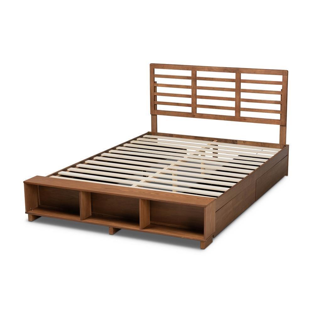 Milana Modern Transitional Ash Walnut Brown Finished Wood 4-Drawer Full Size Platform Storage Bed FredCo
