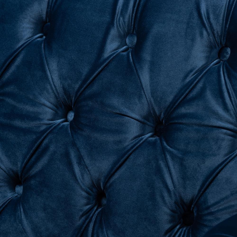 Milano Modern and Contemporary Navy Velvet Fabric Upholstered Gold Finished Lounge Chair FredCo