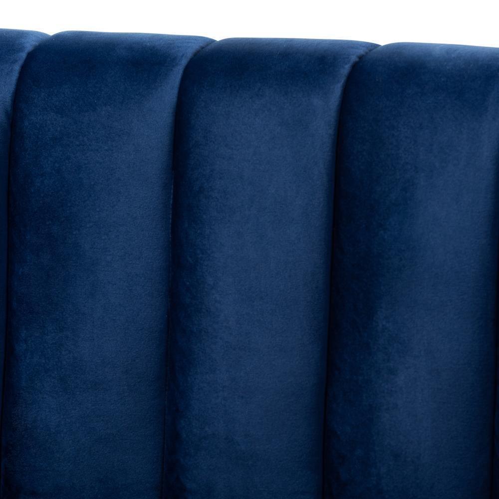 Milena Glam Royal Blue Velvet Fabric Upholstered Gold-Finished Sofa FredCo