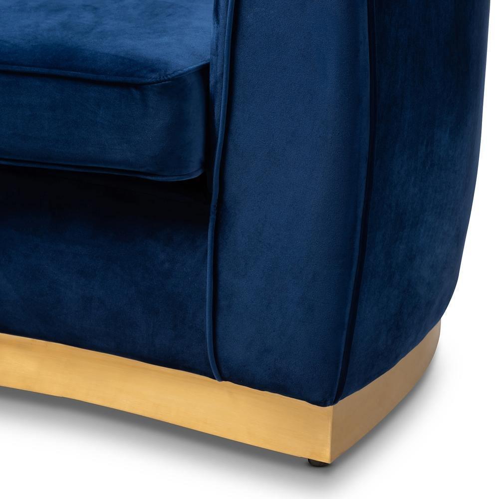 Milena Glam Royal Blue Velvet Fabric Upholstered Gold-Finished Sofa FredCo