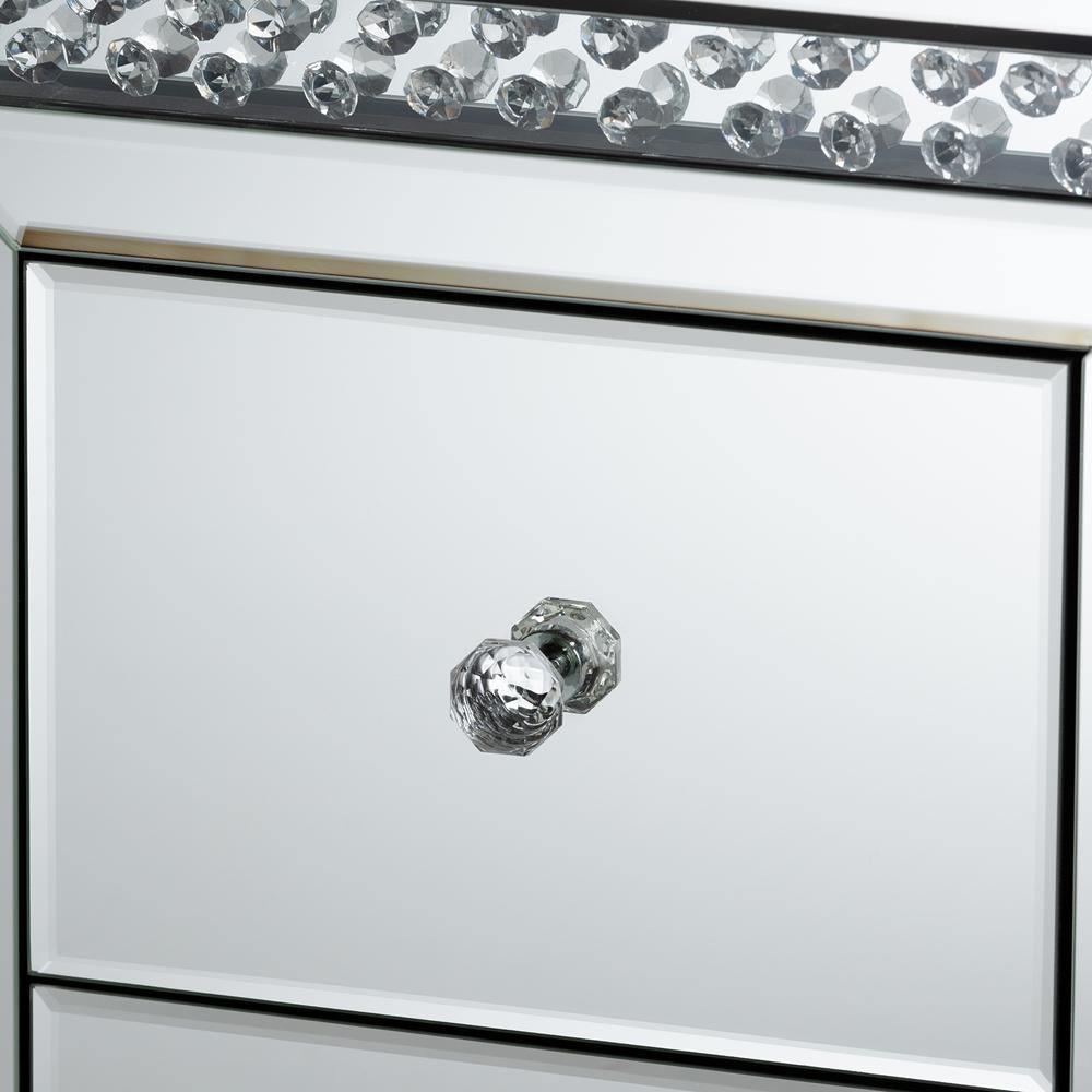 Mina Modern and Contemporary Hollywood Regency Glamour Style Mirrored Two Drawer Nightstand Bedside Table FredCo