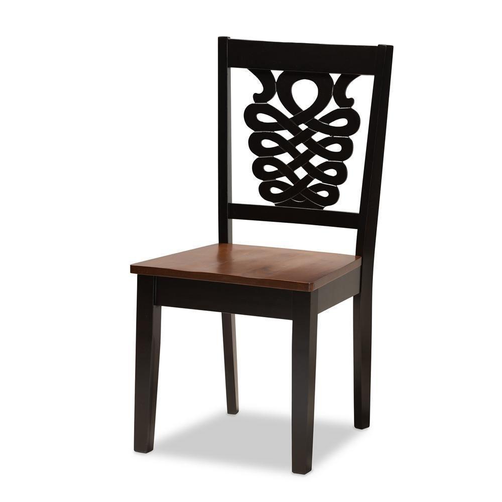 Mina Modern and Contemporary Transitional Two-Tone Dark Brown and Walnut Brown Finished Wood 5-Piece Dining Set FredCo