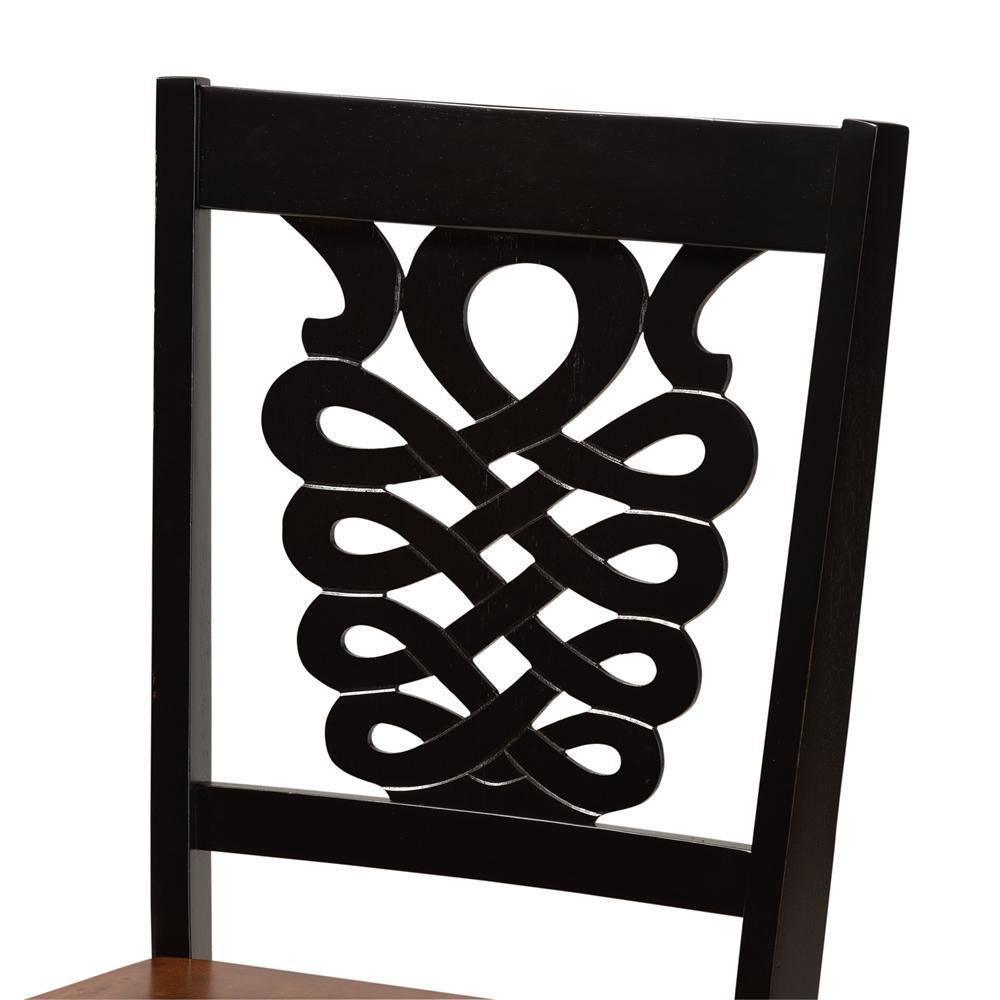Mina Modern and Contemporary Transitional Two-Tone Dark Brown and Walnut Brown Finished Wood 5-Piece Dining Set FredCo