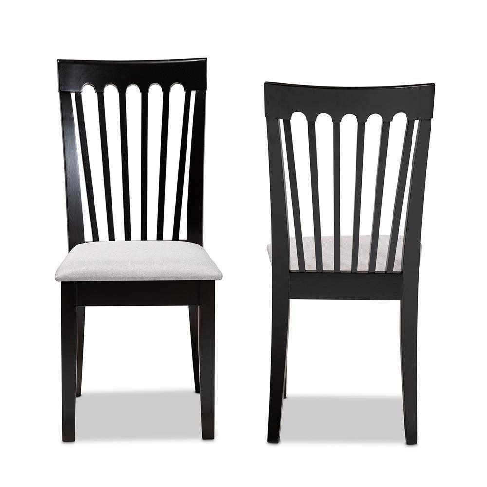 Minette Modern and Contemporary Gray Fabric Upholstered and Espresso Brown Finished Wood 2-Piece Dining Chair Set FredCo