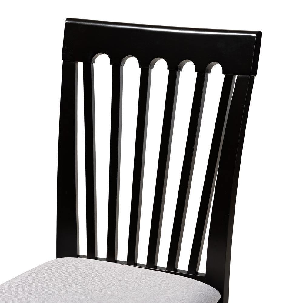 Minette Modern and Contemporary Gray Fabric Upholstered and Espresso Brown Finished Wood 2-Piece Dining Chair Set FredCo