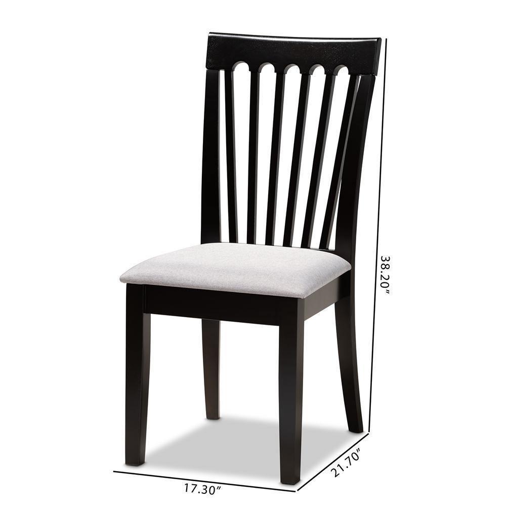 Minette Modern and Contemporary Gray Fabric Upholstered and Espresso Brown Finished Wood 2-Piece Dining Chair Set FredCo