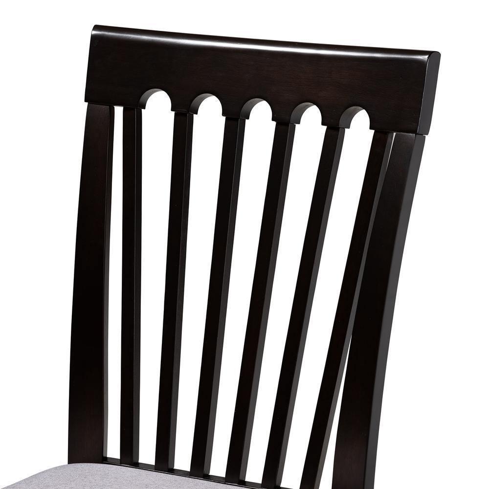Minette Modern and Contemporary Gray Fabric Upholstered Espresso Brown Finished Wood 5-Piece Dining Set FredCo