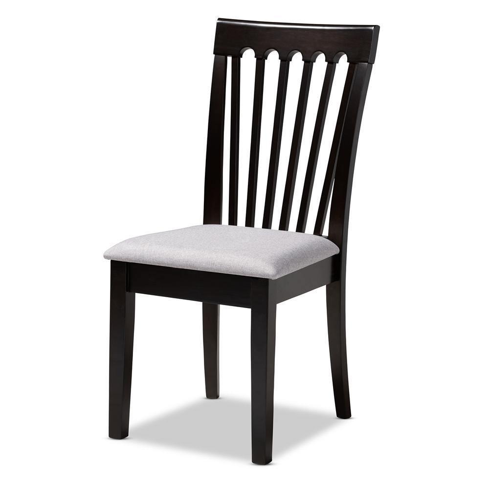 Minette Modern and Contemporary Gray Fabric Upholstered Espresso Brown Finished Wood Dining Chair Set of 4 FredCo