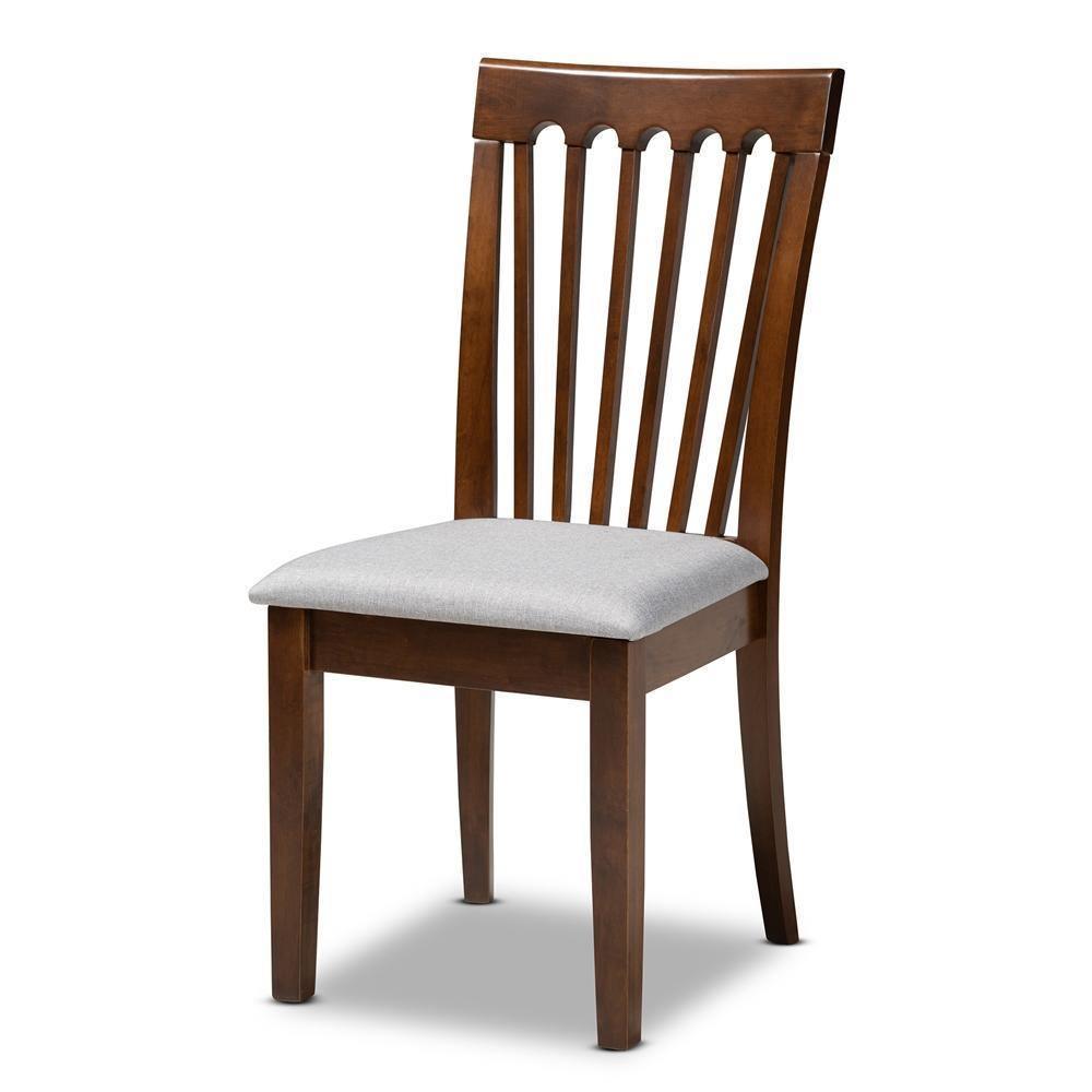 Minette Modern and Contemporary Grey Fabric Upholstered Walnut Brown Finished Wood Dining Chair FredCo