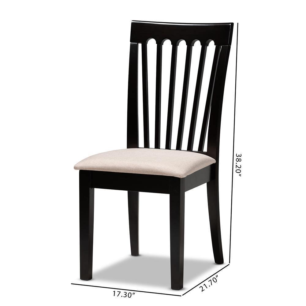 Minette Modern and Contemporary Sand Fabric Upholstered Espresso Brown Finished 2-Piece Wood Dining Chair Set FredCo