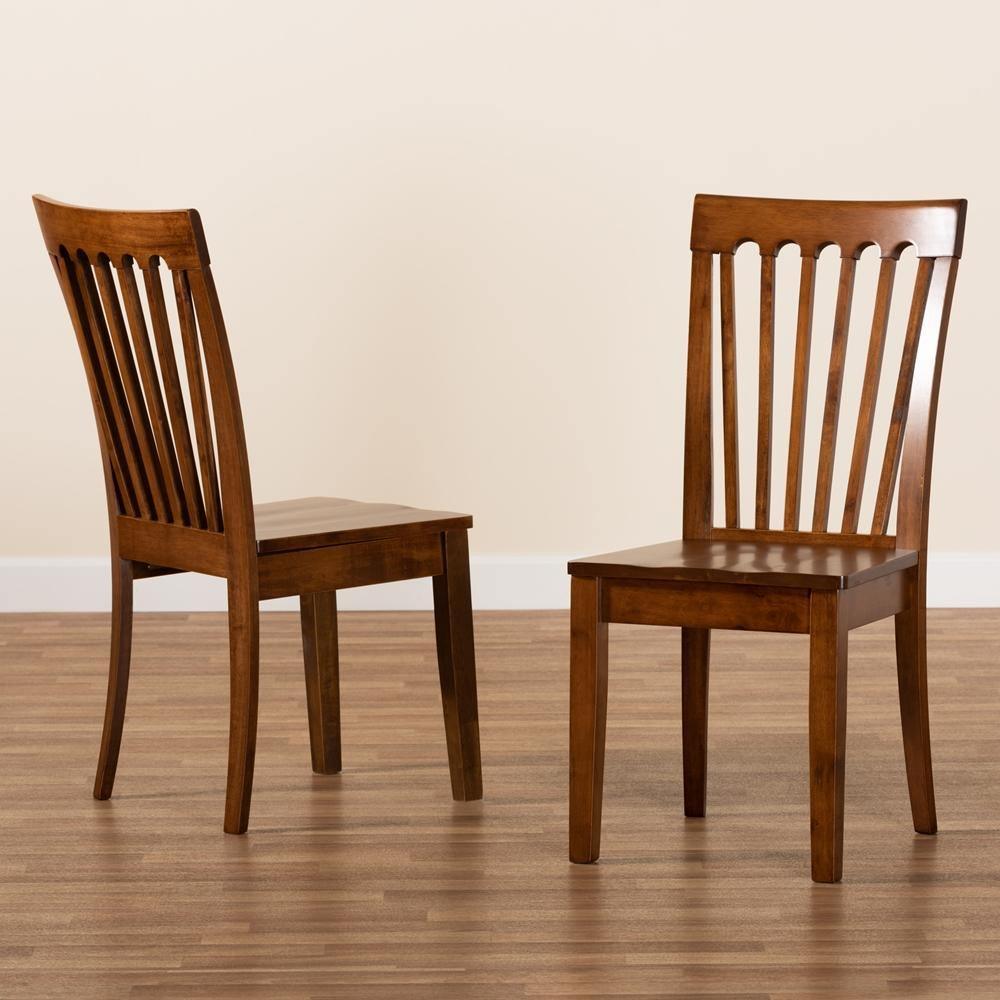 Minette Modern and Contemporary Transitional Walnut Brown Finished Wood 2-Piece Dining Chair Set FredCo