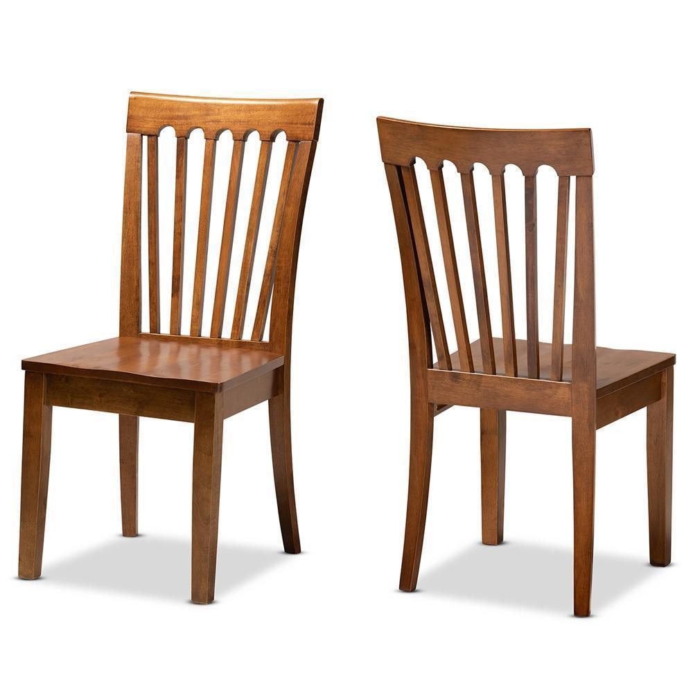 Minette Modern and Contemporary Transitional Walnut Brown Finished Wood 2-Piece Dining Chair Set FredCo