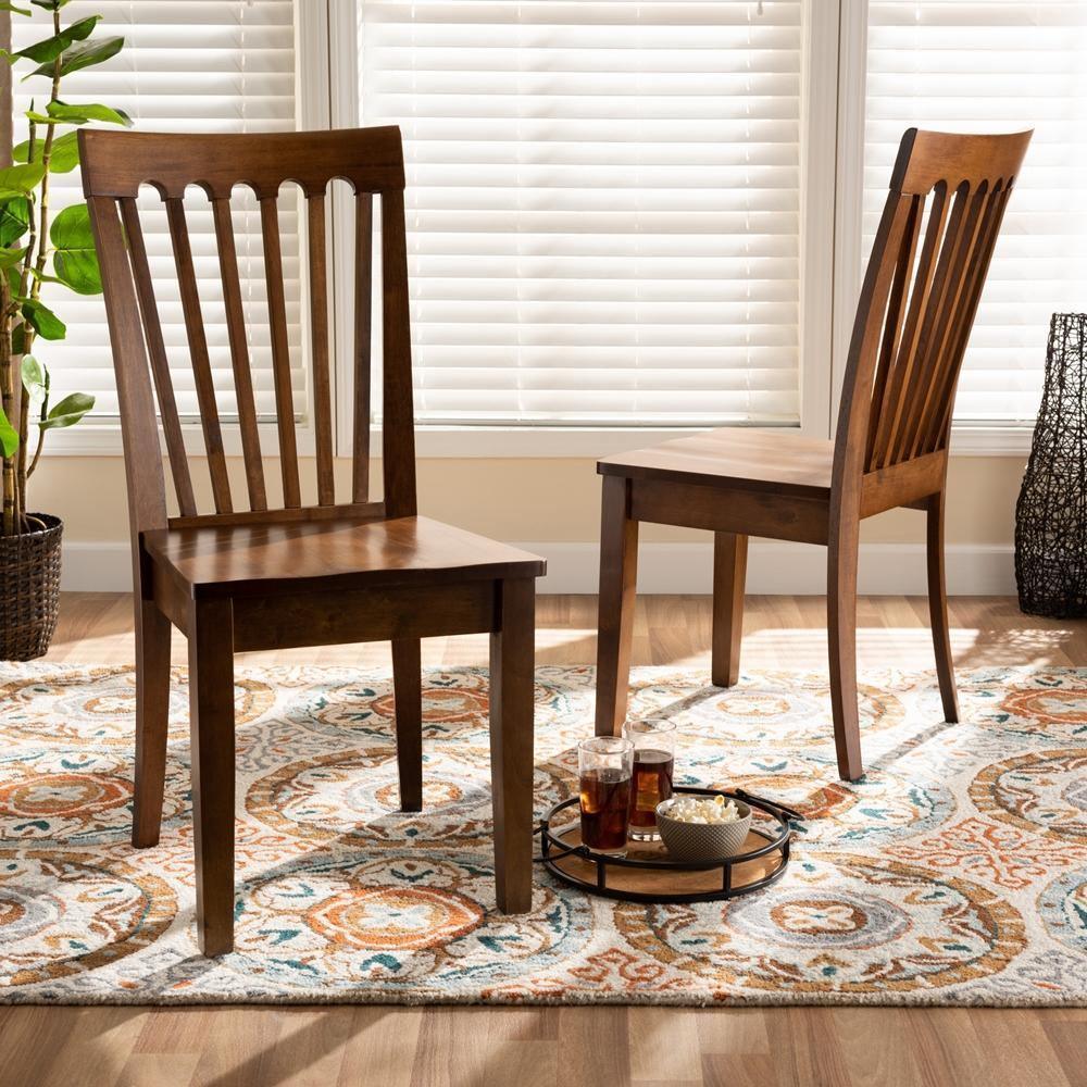 Minette Modern and Contemporary Transitional Walnut Brown Finished Wood 2-Piece Dining Chair Set FredCo